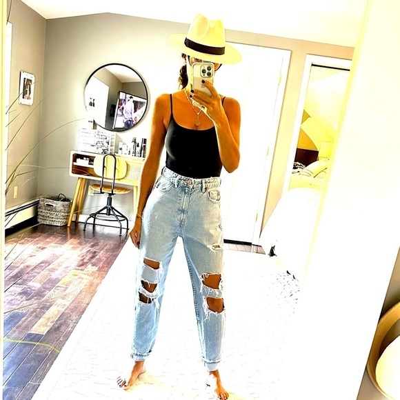 Zara Denim - Zara ultra distressed high rise mom jeans size 2 or 34